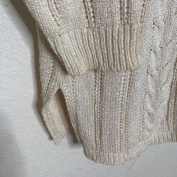 Vtg Yarnworks Cable Knit Sweater Womens 3X Neutral Silk Blend Luxury Plus Size - Picture 6 of 9